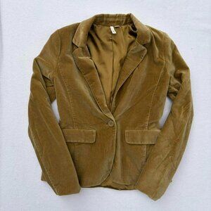 Vintage Frenchi Gold Velvet Coat Jacket Blazer Size S y2k 2000s Fall Autumn